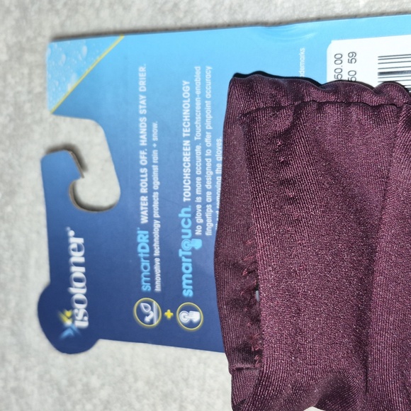 Isotoner Plum Women's Lined Spandex Touchscreen Gloves - Picture 4 of 6